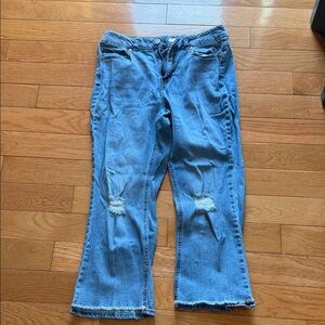 Distressed Light Blue Flare Jeans for Women